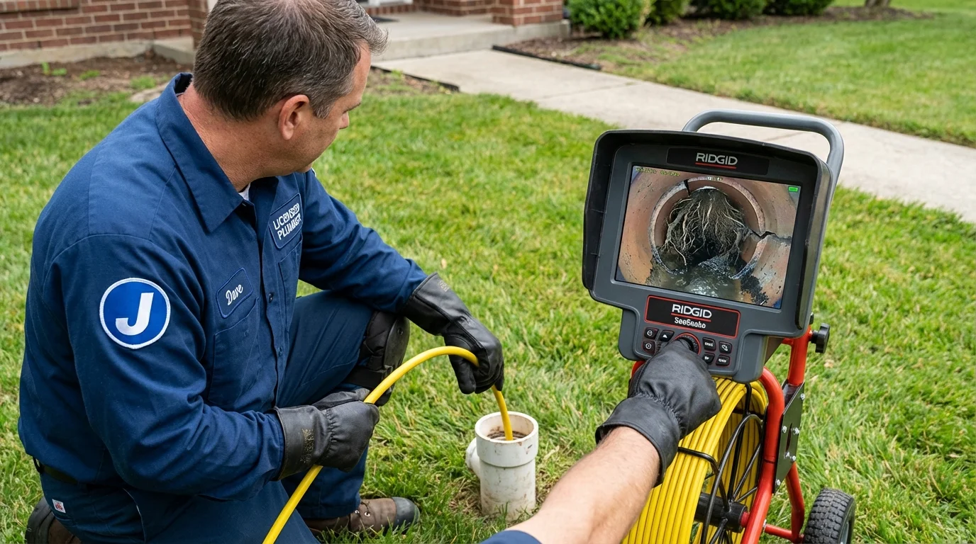 Sewer camera inspection being performed by Johns Plumbing LLC in Bally